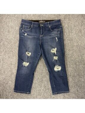 Torrid Premium Bombshell Skinny Size 18 Blue Jean Distressed Holes Stretch UEC